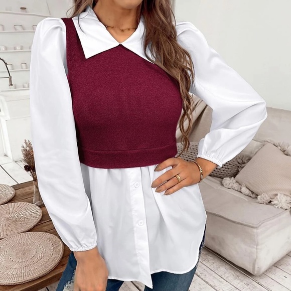 Classic black Collar Work Office Minimalist Top - Picture 6 of 8